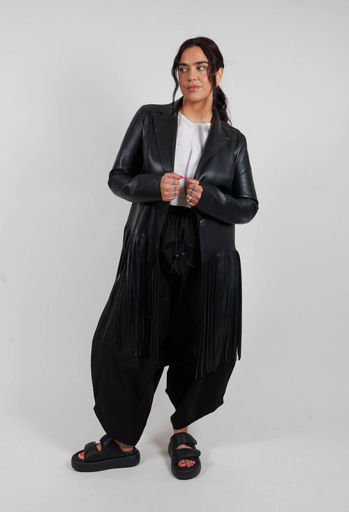 Leather Blazer in Double Black