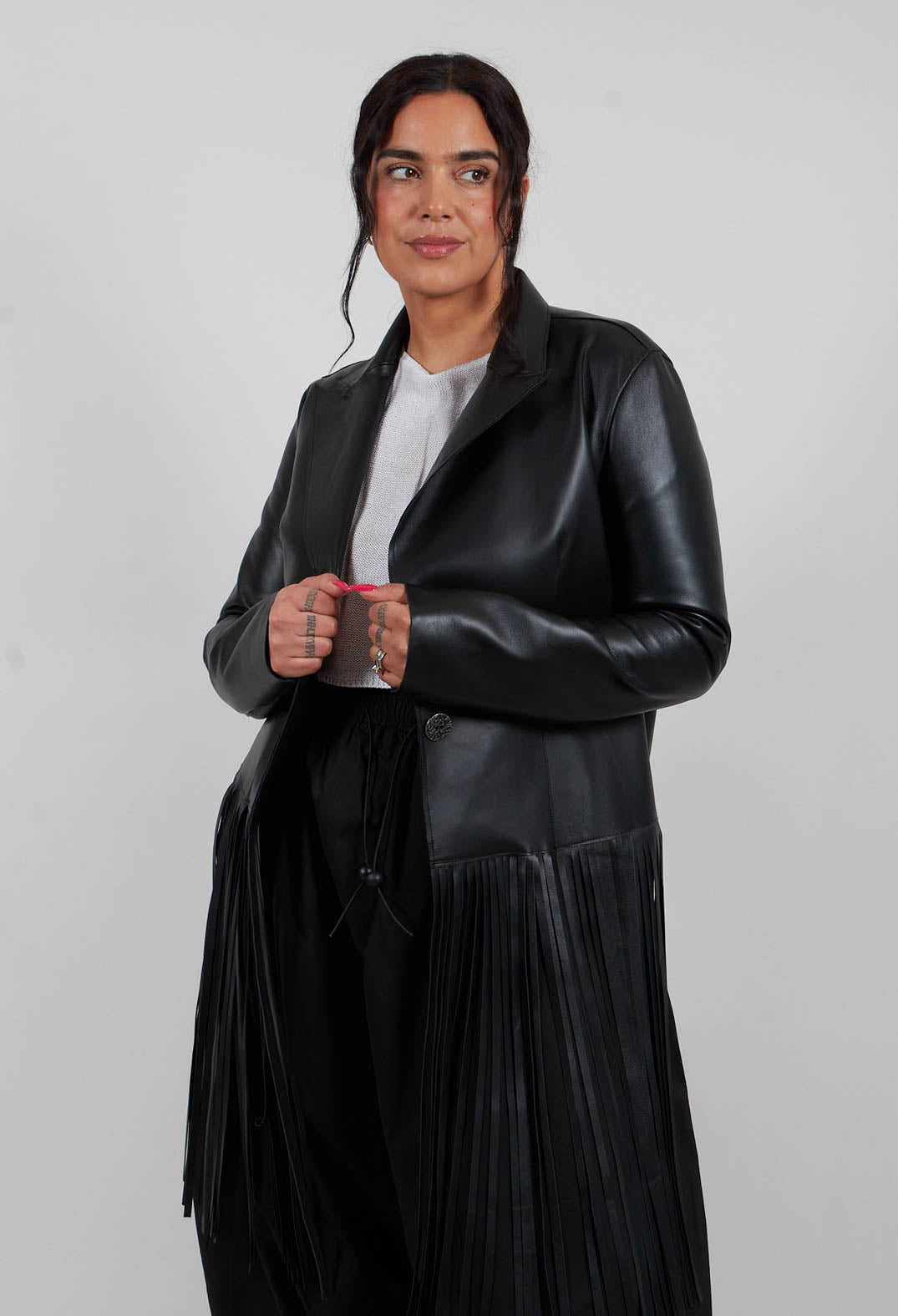 Leather Blazer in Double Black