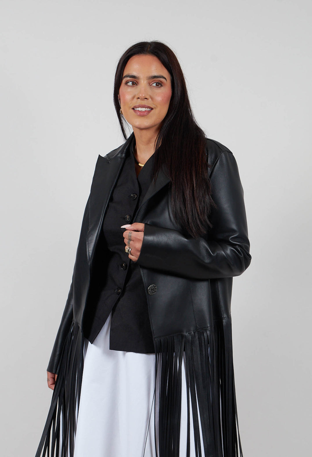 Leather Blazer in Double Black
