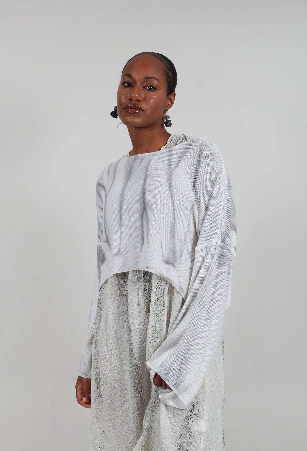 Cropped Sweater in 7 Treatment Spray White