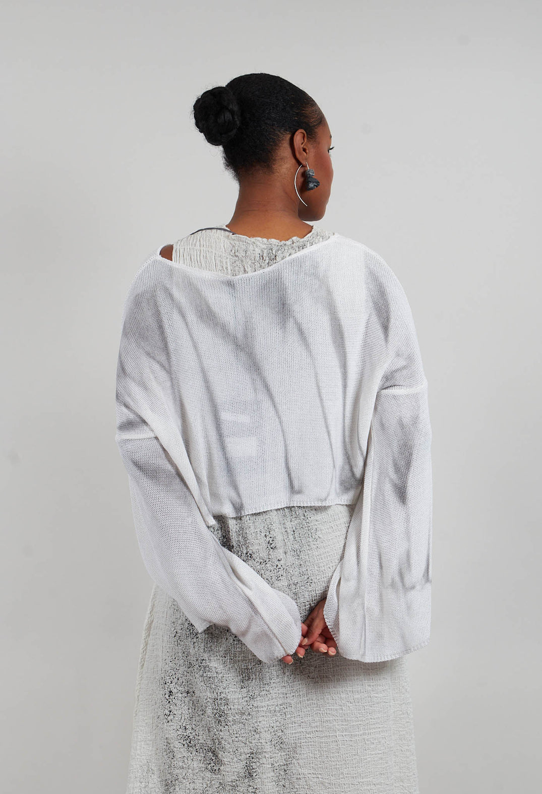Cropped Sweater in 7 Treatment Spray White