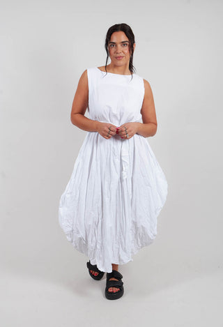 Flared Dress in Crumpled Cotton White