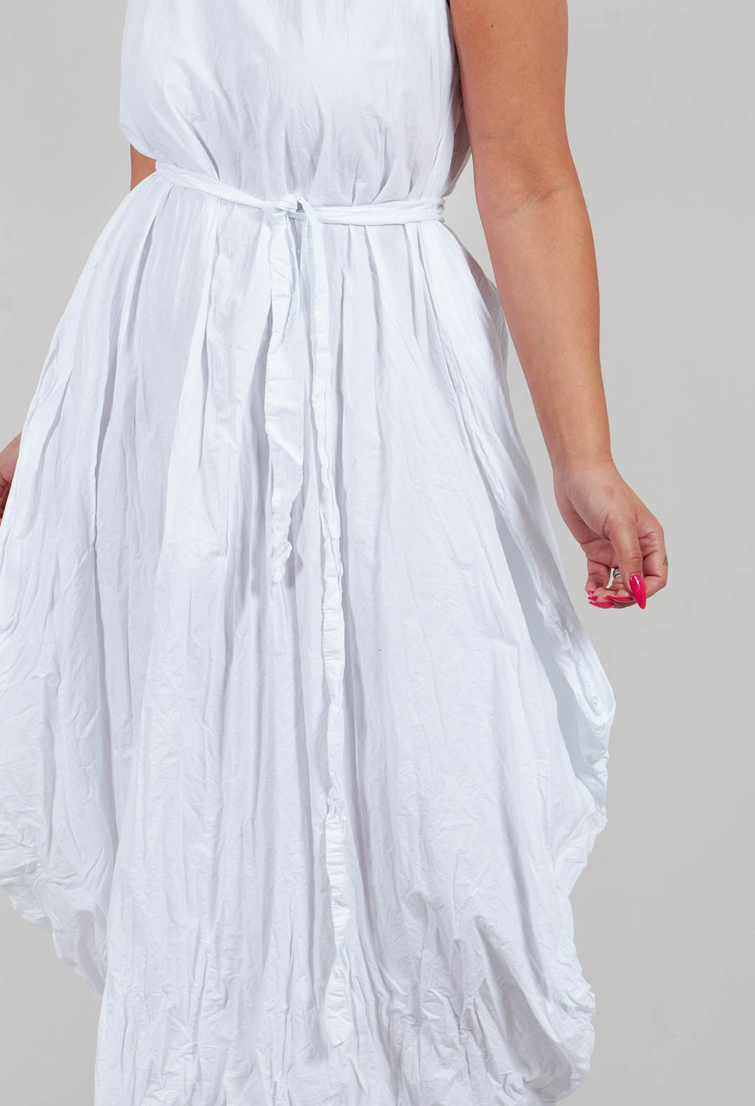 Flared Dress in Crumpled Cotton White