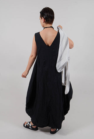 Flared Dress in Crumpled Cotton Black