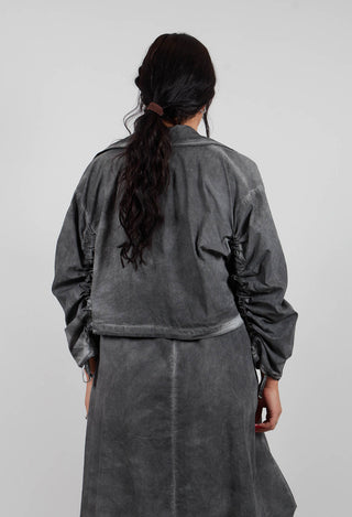 Over-Crop Jacket in Dyed Cotton Grey
