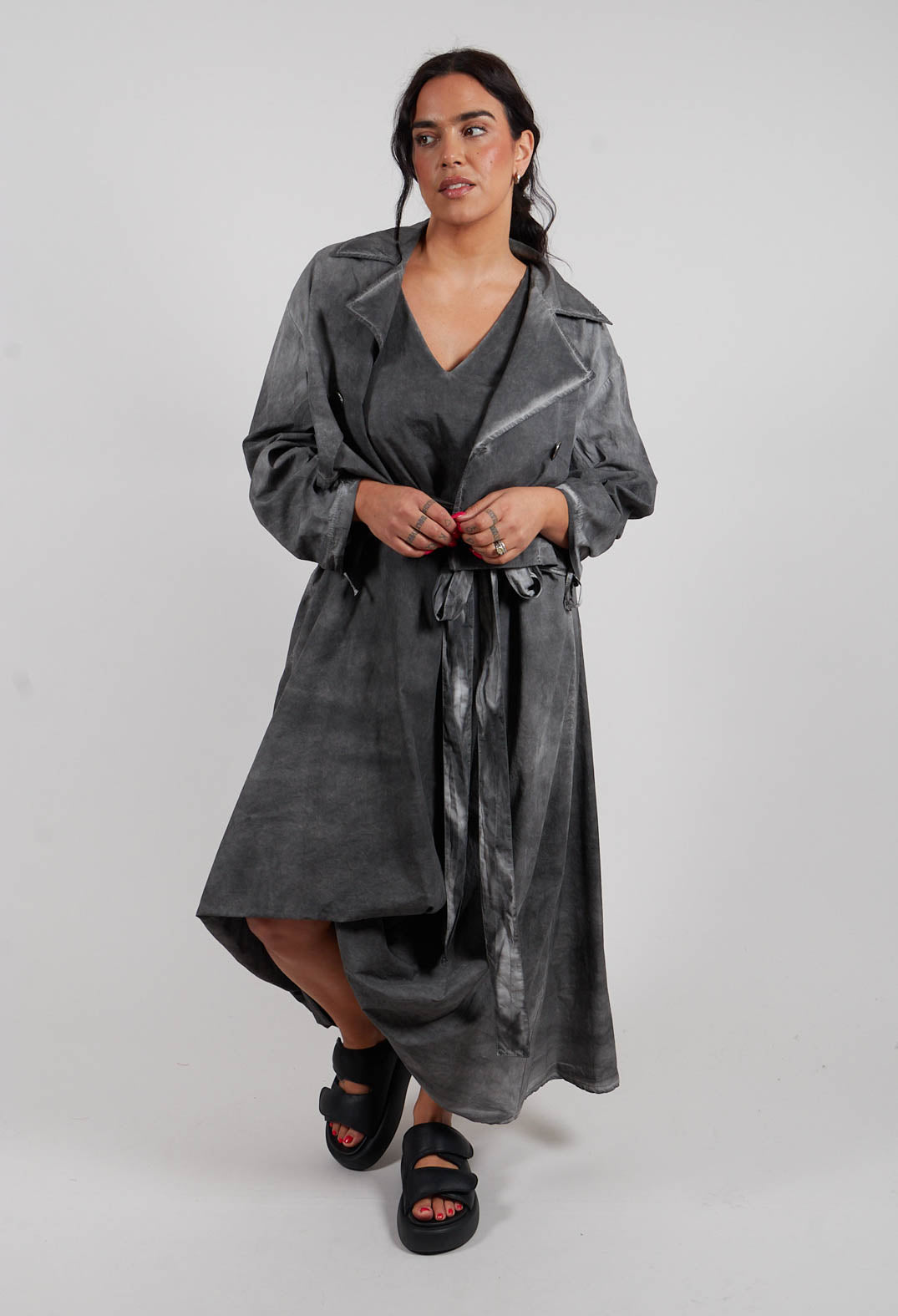 Over-Crop Jacket in Dyed Cotton Grey
