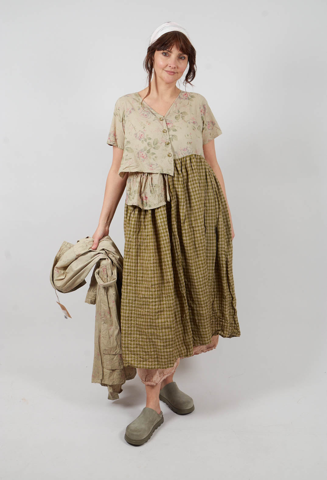 Rina Dress in Vichy Vert