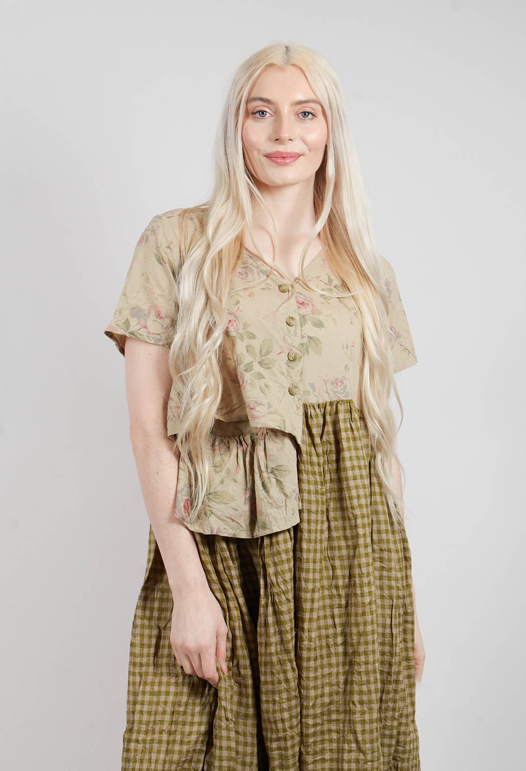Rina Dress in Vichy Vert