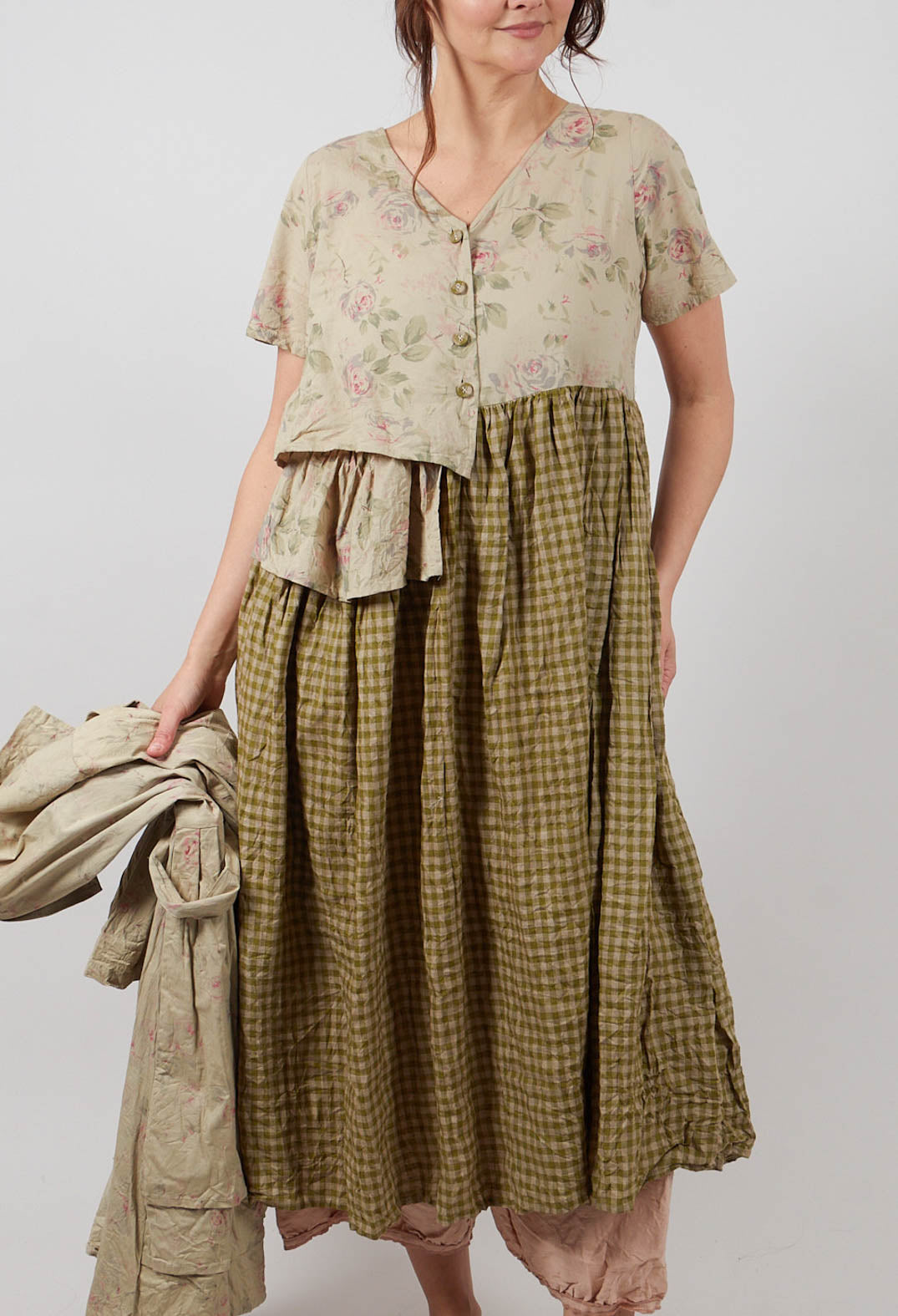 Rina Dress in Vichy Vert
