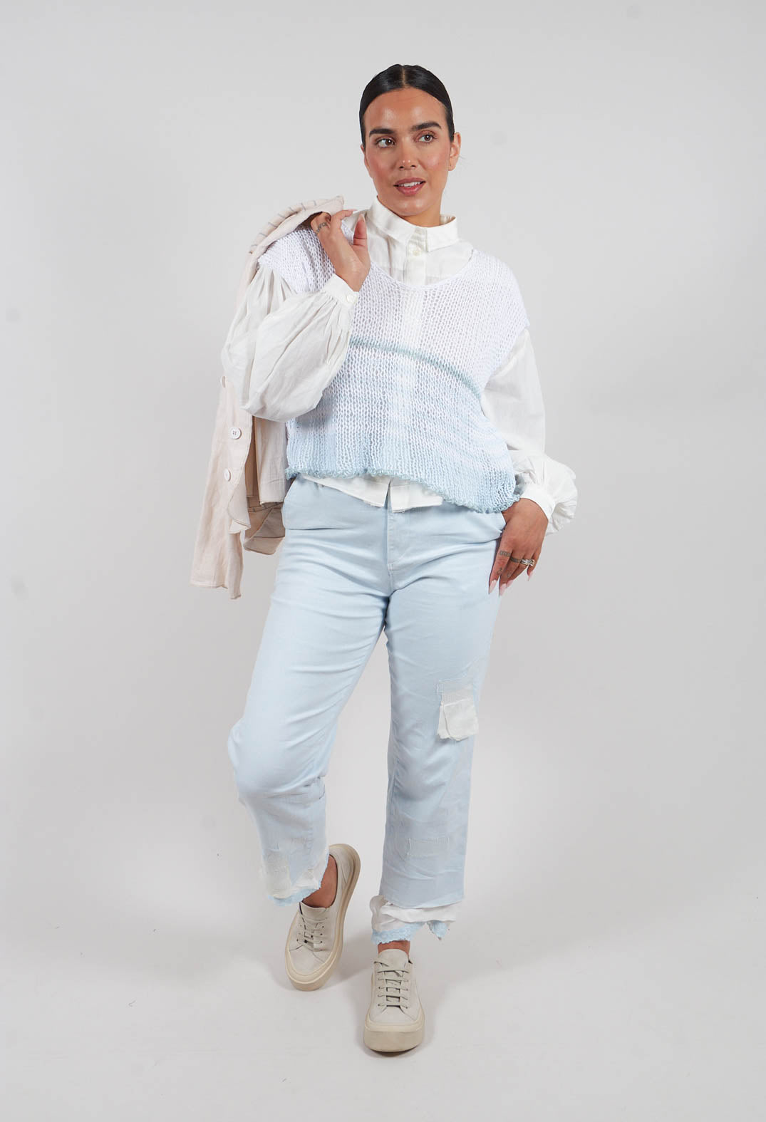 Lace Hem Trouser in Grey
