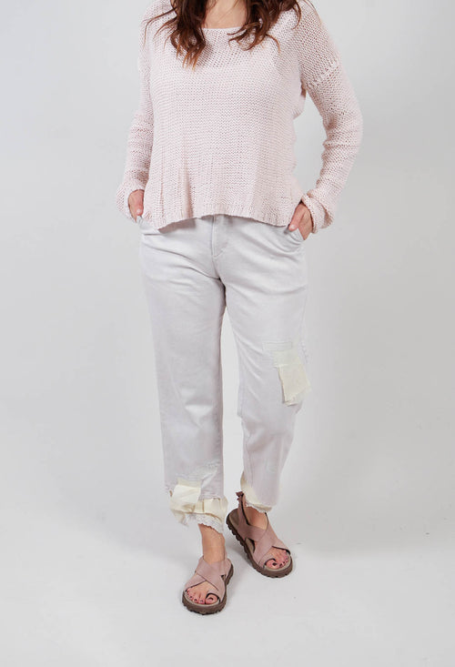 Lace Hem Trouser in Pink