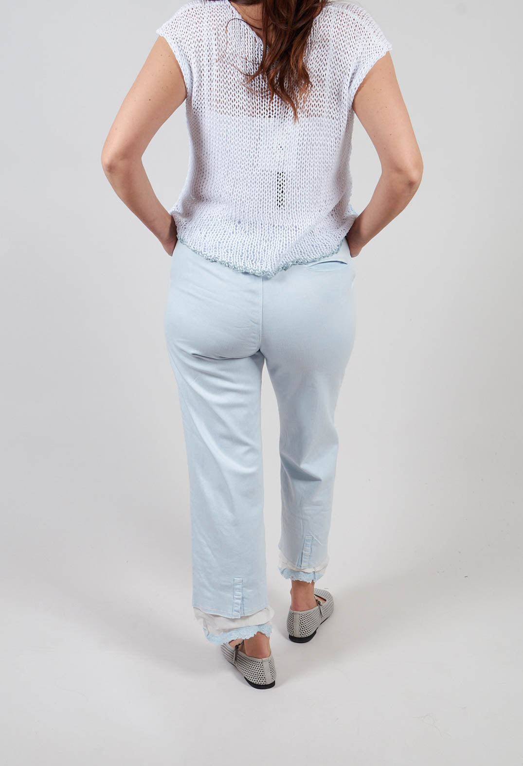 Lace Hem Trouser in Grey