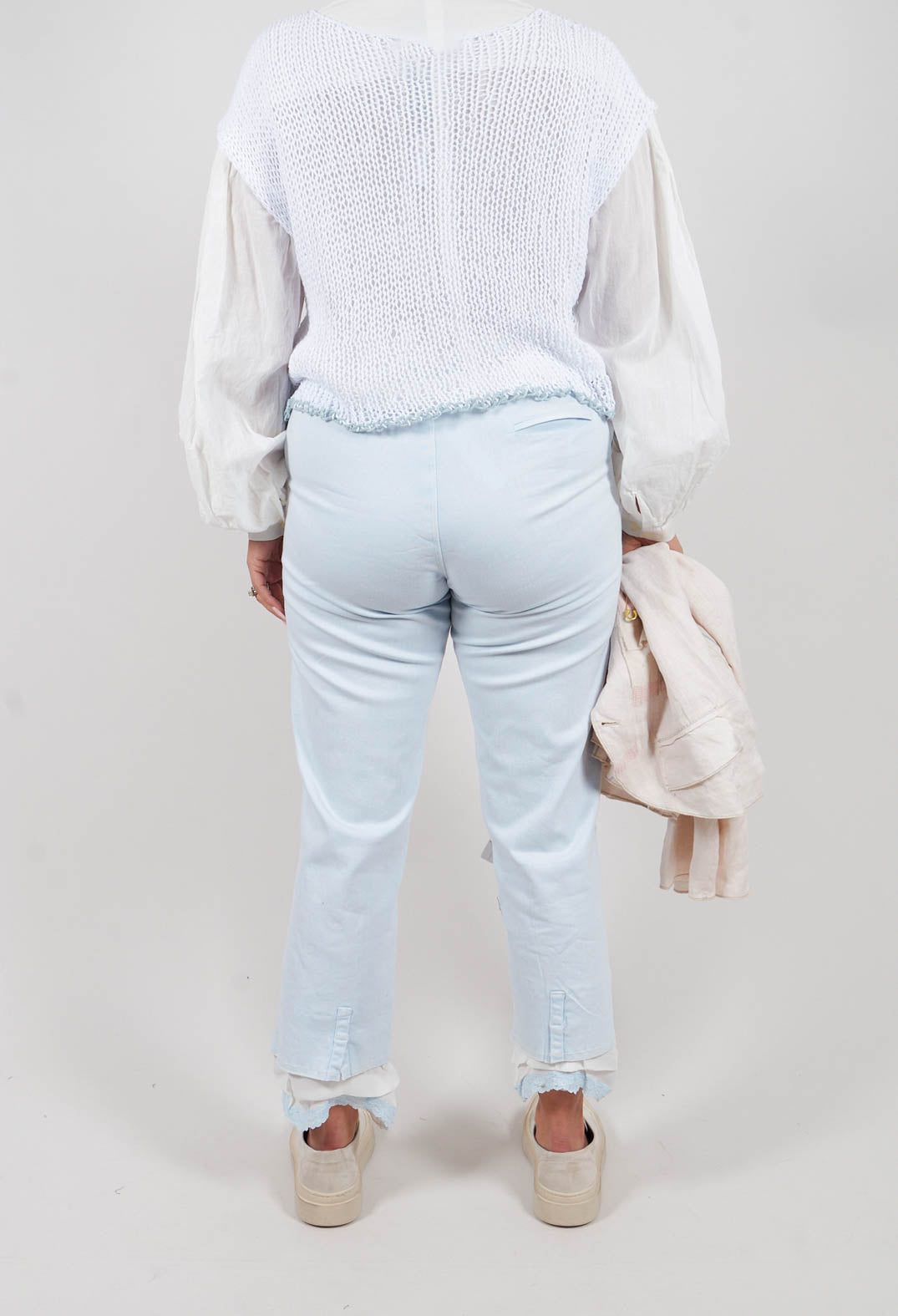 Lace Hem Trouser in Grey