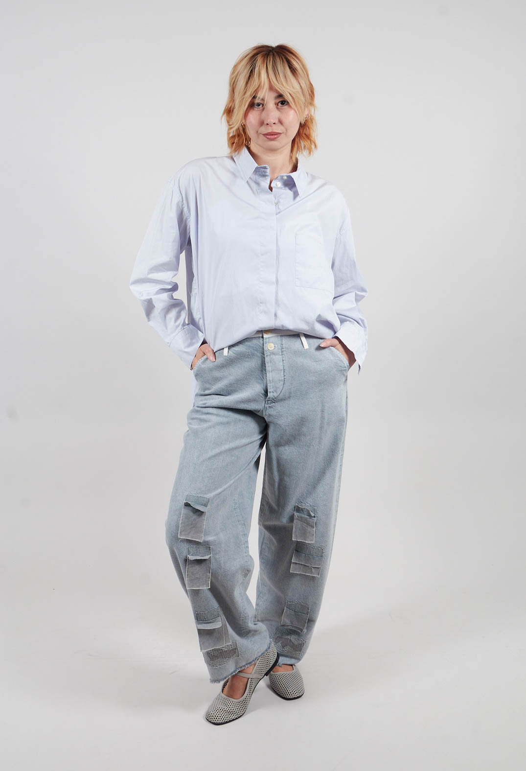 Patch Detail Trouser in Grey
