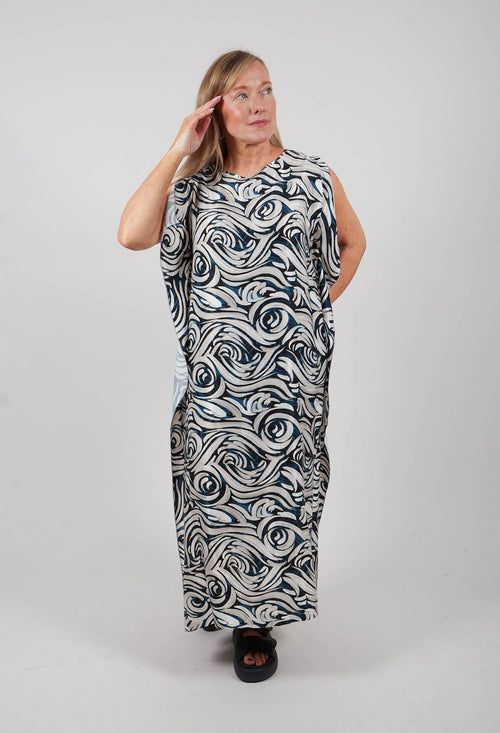 Izet Dress in Grey Beige Blue