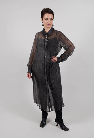 Longline Blouse in Ash Grey Print
