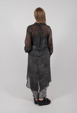 Longline Blouse in Ash Grey Print