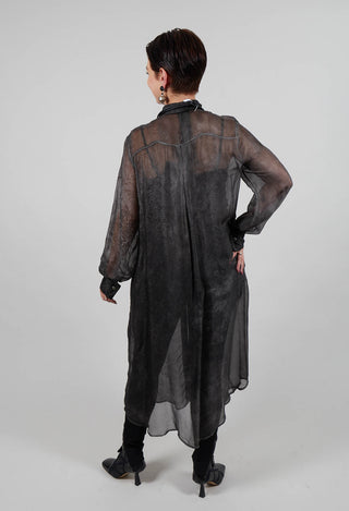 Longline Blouse in Ash Grey Print