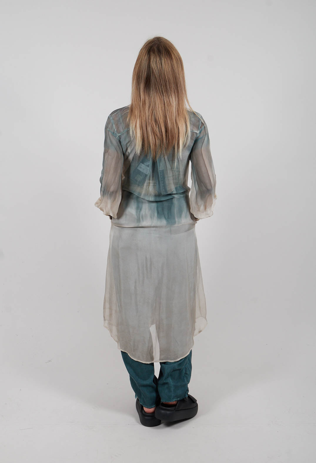 Semi Sheer Shirt in Tiffany Marine