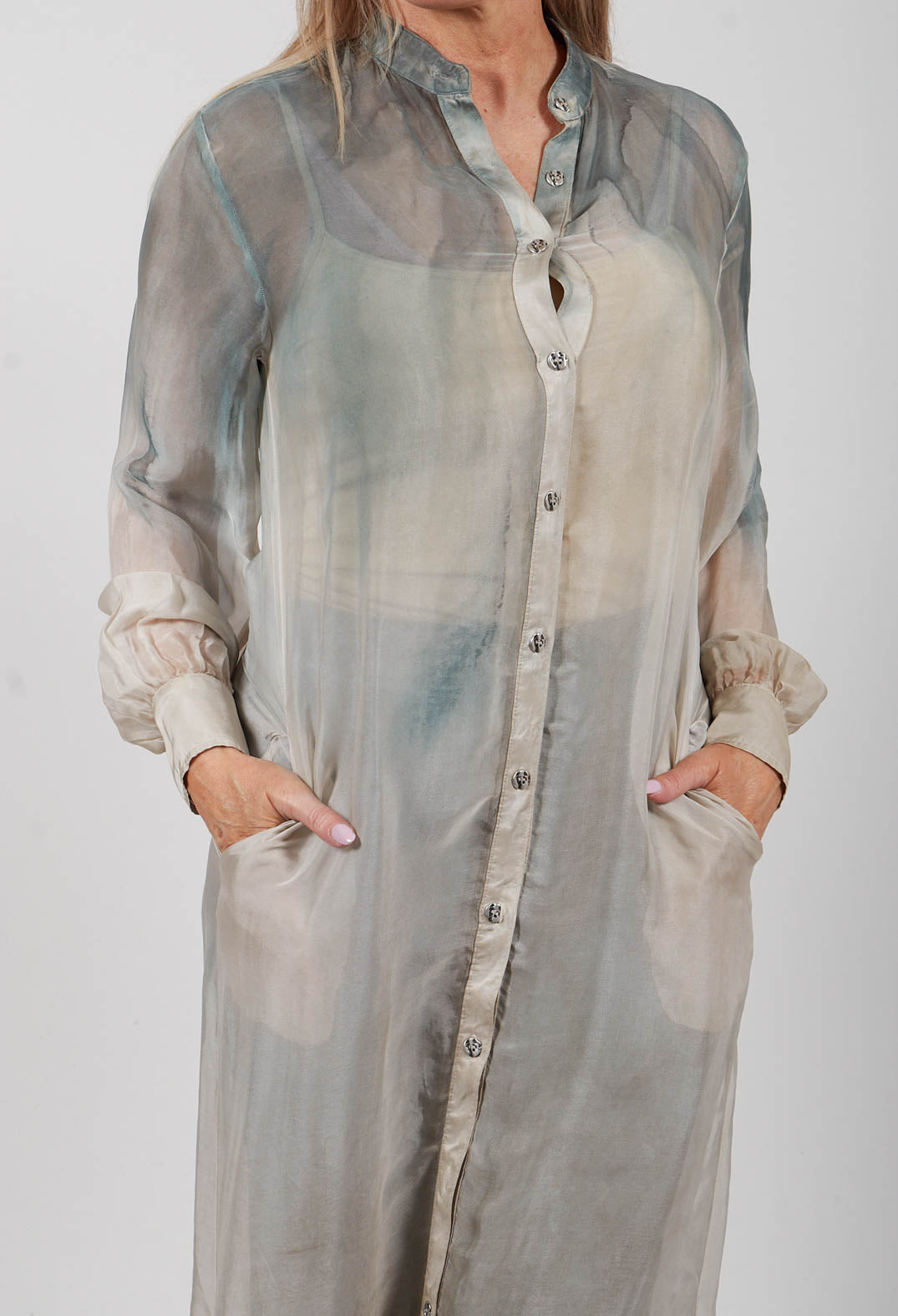 Semi Sheer Shirt in Tiffany Marine