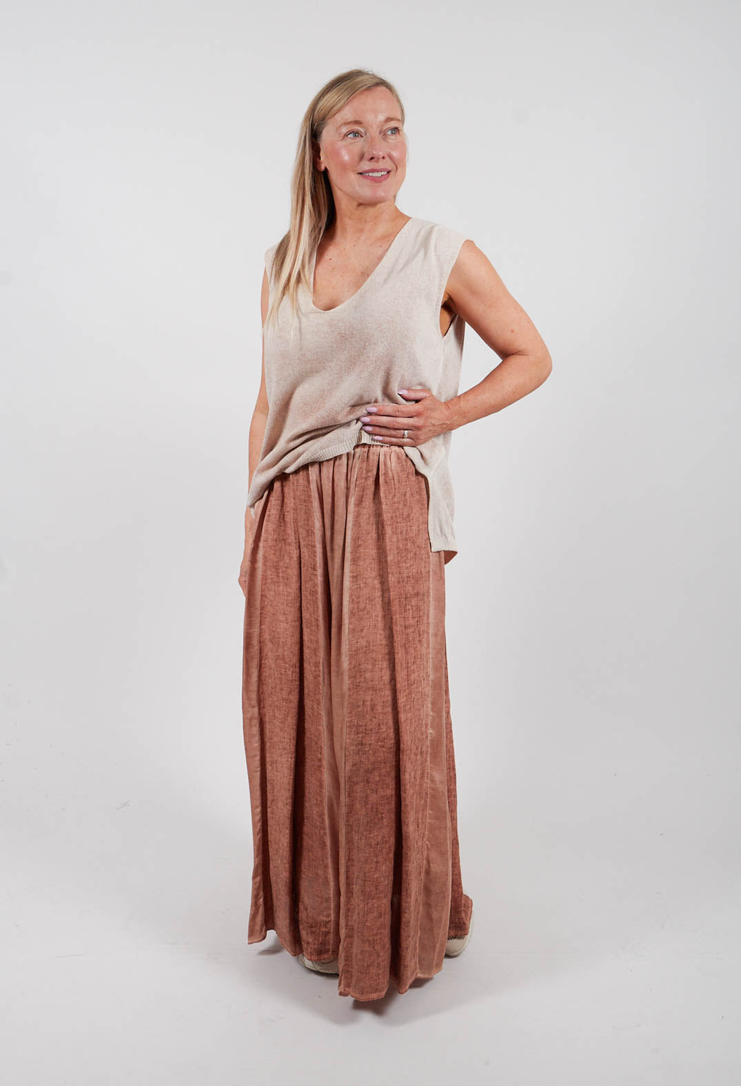 Linen Skirt in Starfish Orange