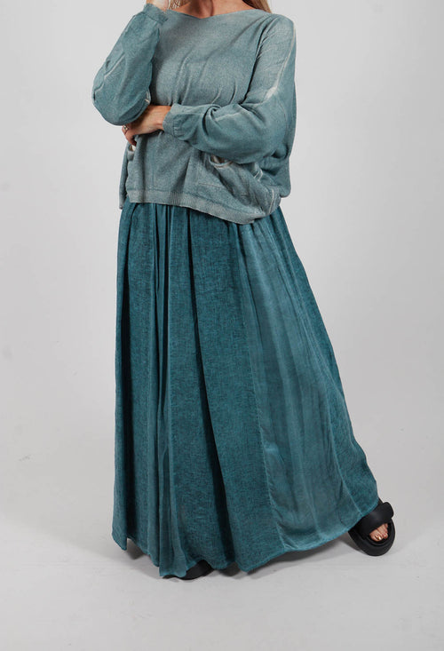 Linen Skirt in Tiffany Marine