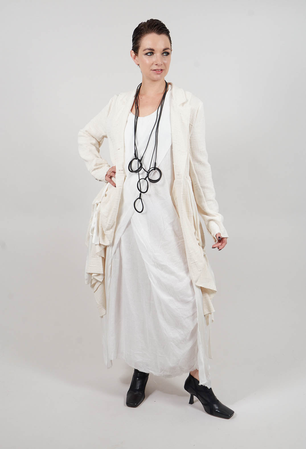 Edith Dress with Overlay in White