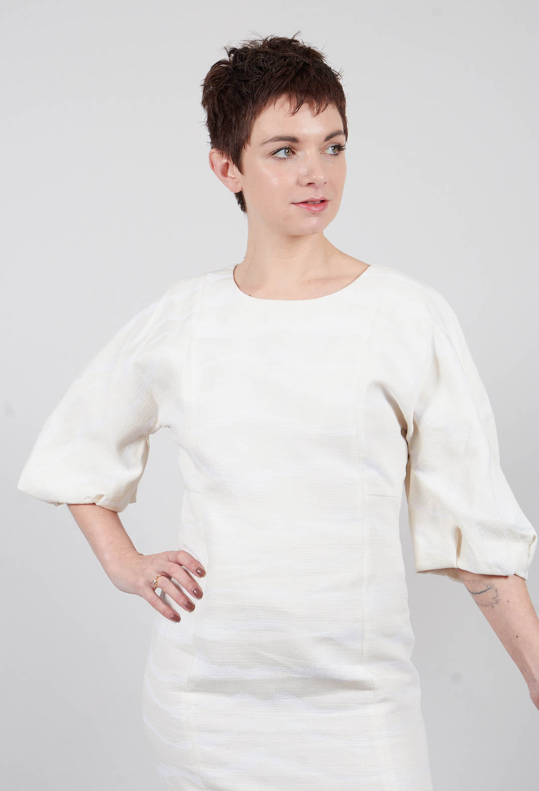 Dress in Seashell Ecru and Bianco
