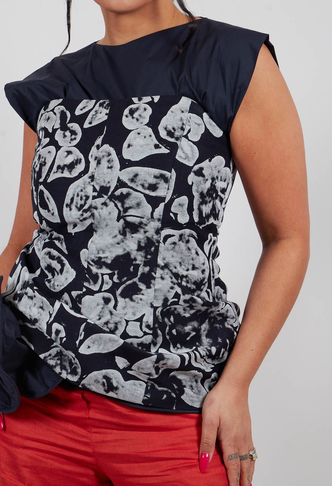 Bandeau Top in Notte and Ecru