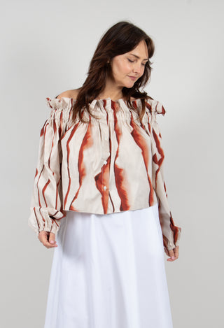Bardot Style Top in Seashell Ecru and Cannel