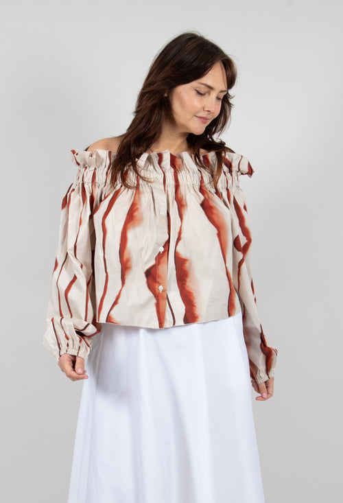Bardot Style Top in Seashell Ecru and Cannel