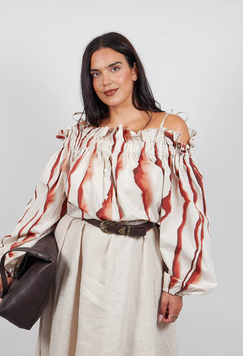 Bardot Style Top in Seashell Ecru and Cannel