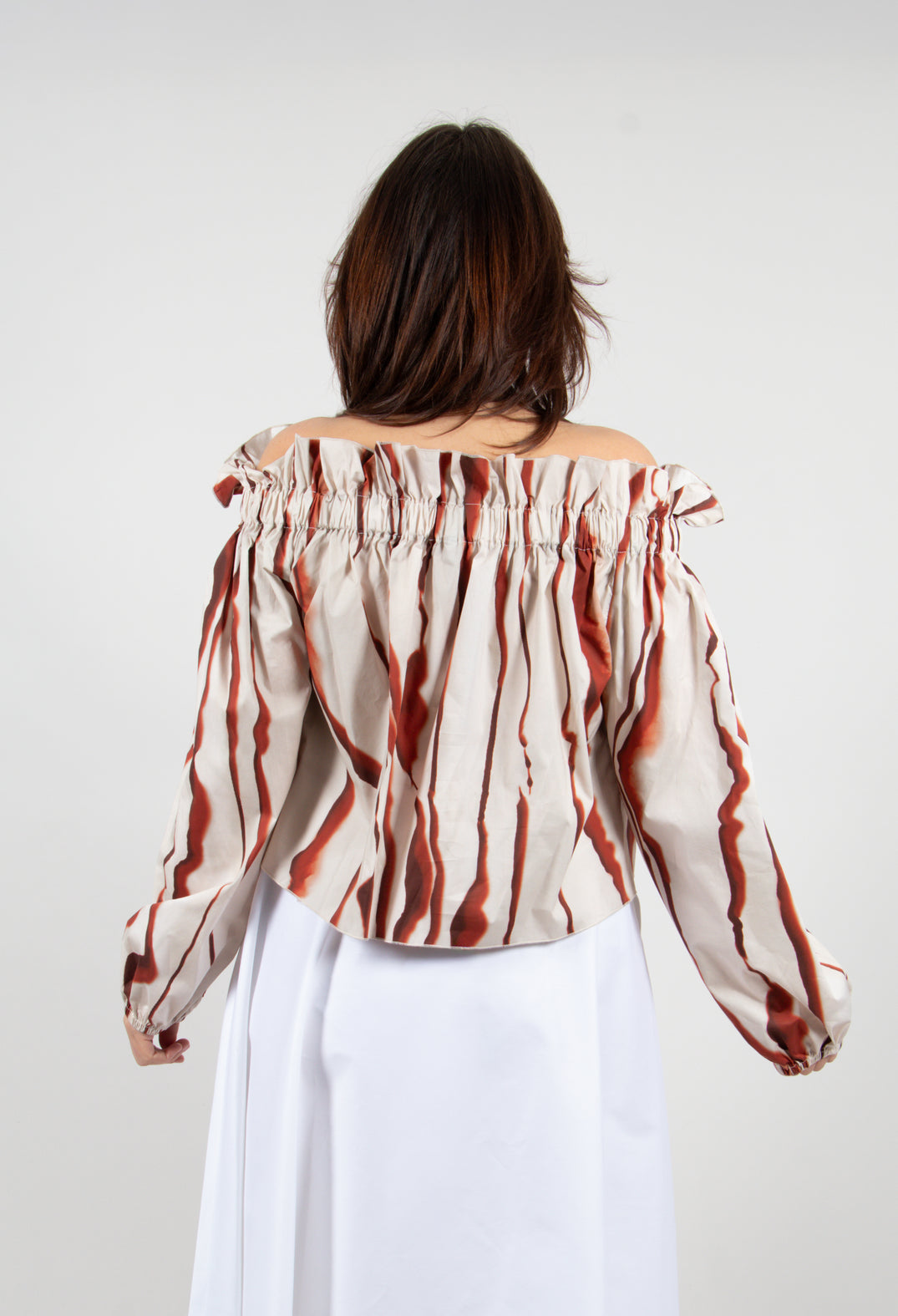 Bardot Style Top in Seashell Ecru and Cannel