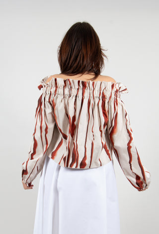 Bardot Style Top in Seashell Ecru and Cannel