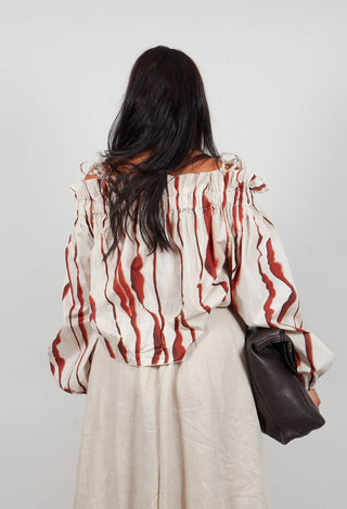 Bardot Style Top in Seashell Ecru and Cannel