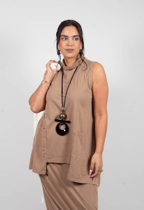 Roll Neck Top in Taupe
