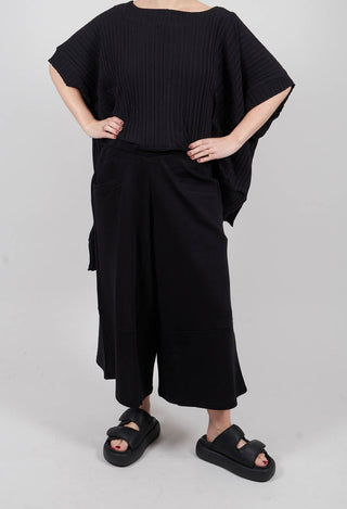 Cropped Wide Leg Jogger in Black