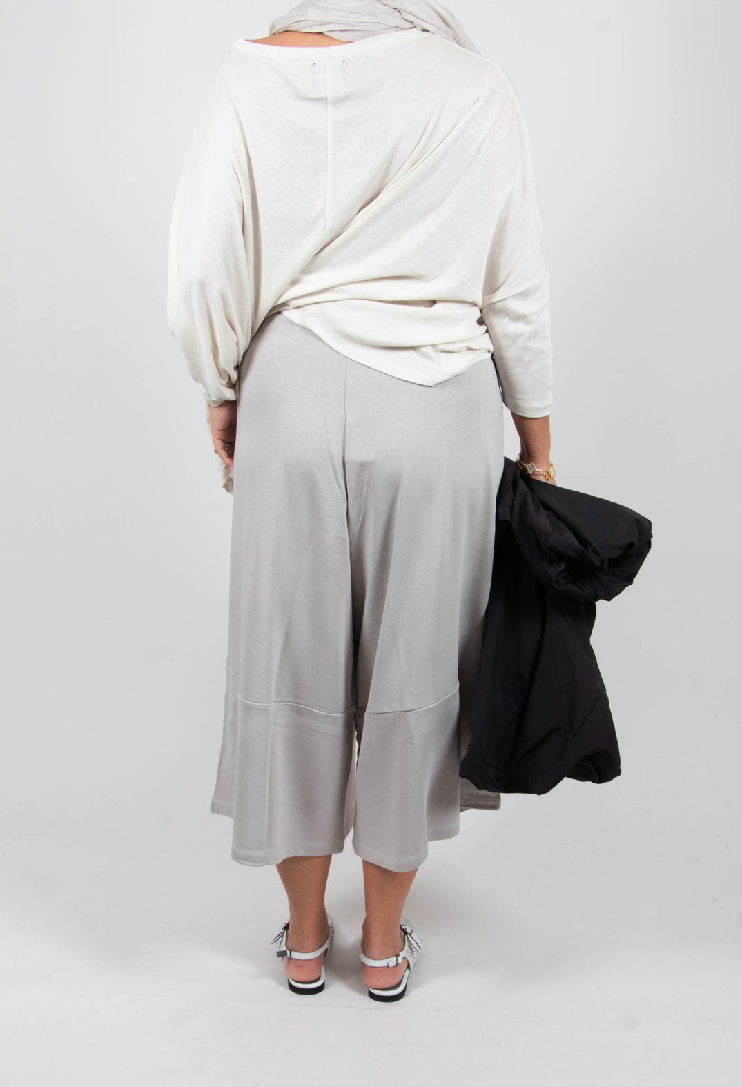 Cropped Wide Leg Jogger in Perla