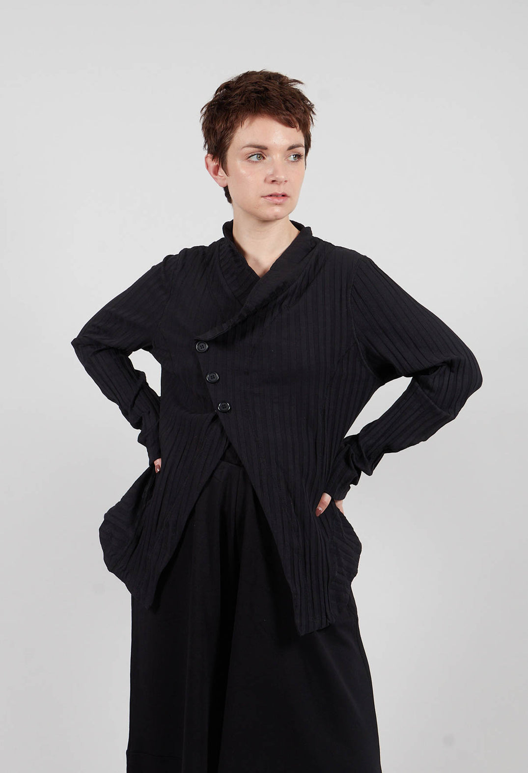 Three Button Jacket in Black
