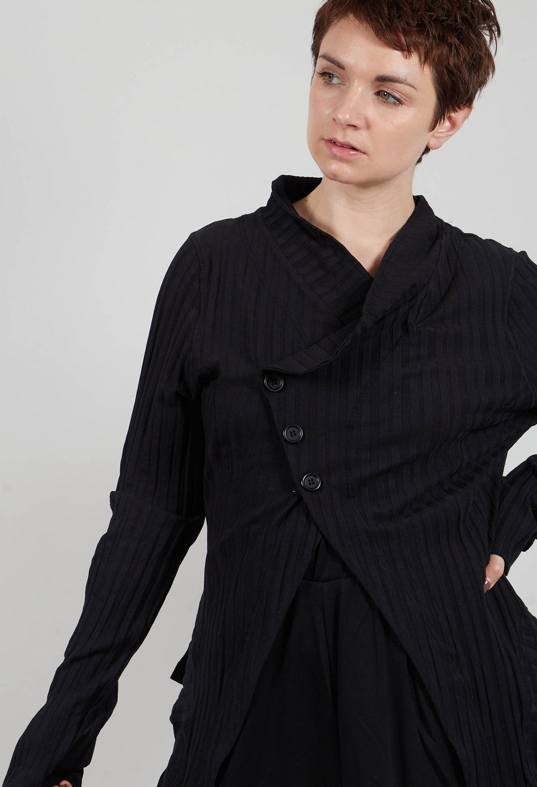 Three Button Jacket in Black