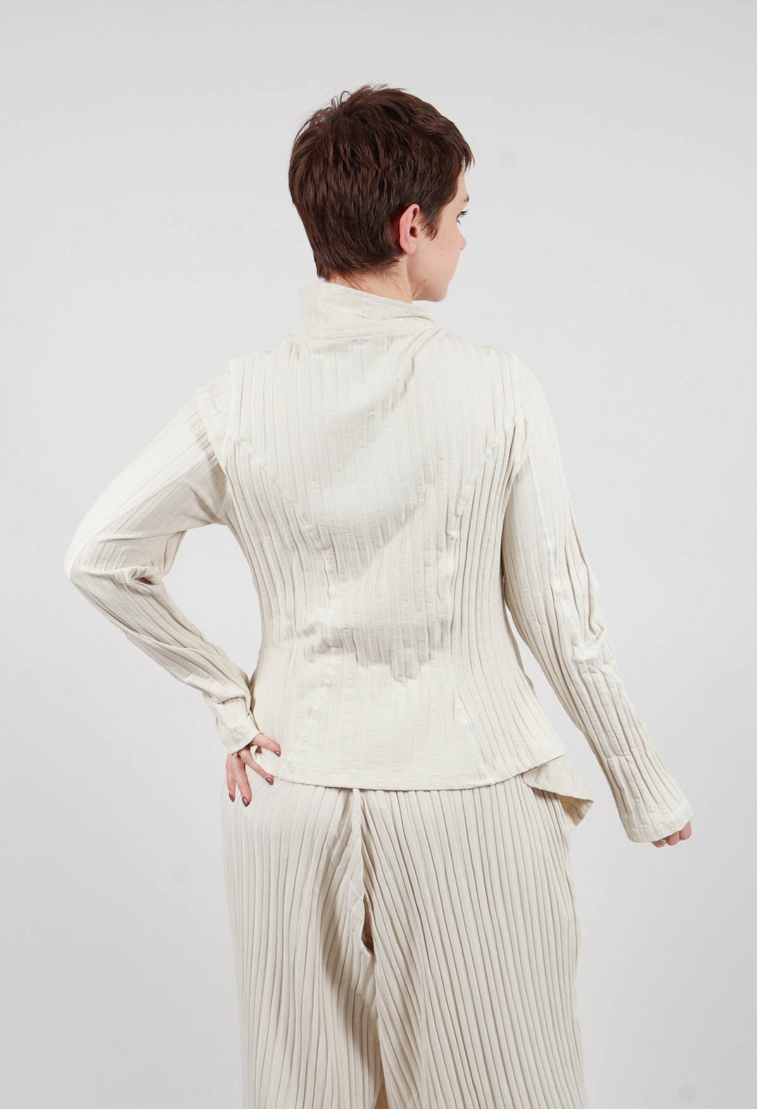 Three Button Jacket in Greige