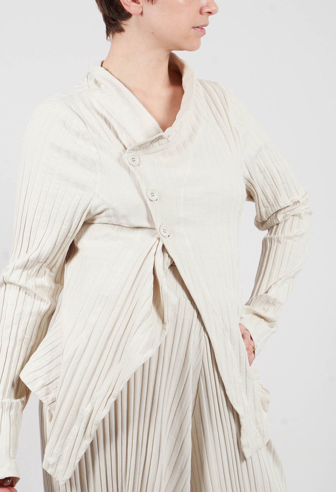 Three Button Jacket in Greige