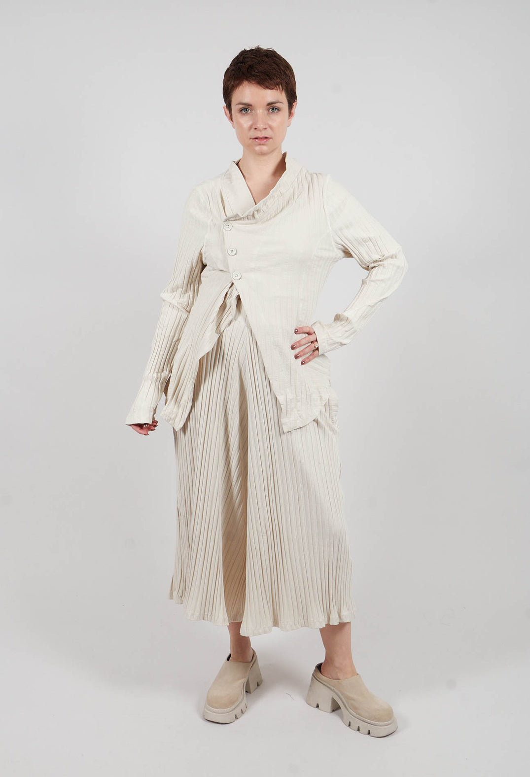 Three Button Jacket in Greige