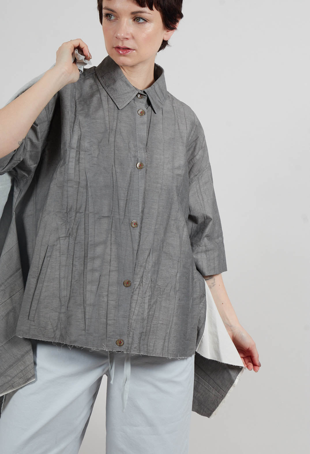 Asymmetric Shirt in Charcoal