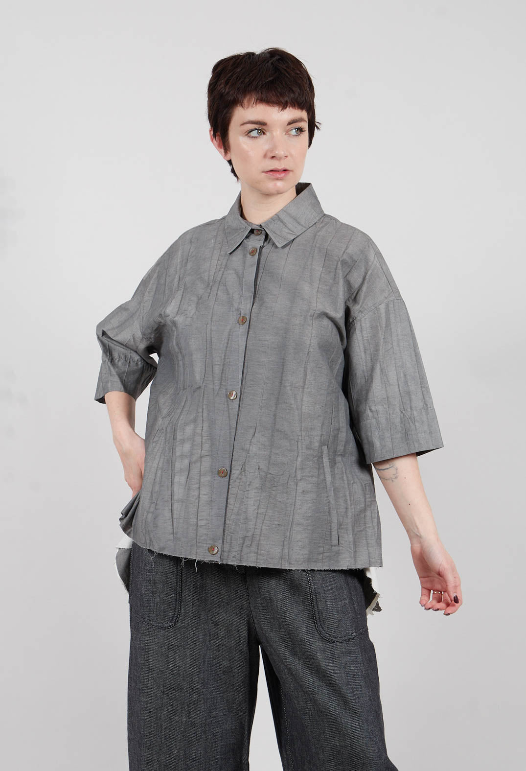 Asymmetric Shirt in Charcoal
