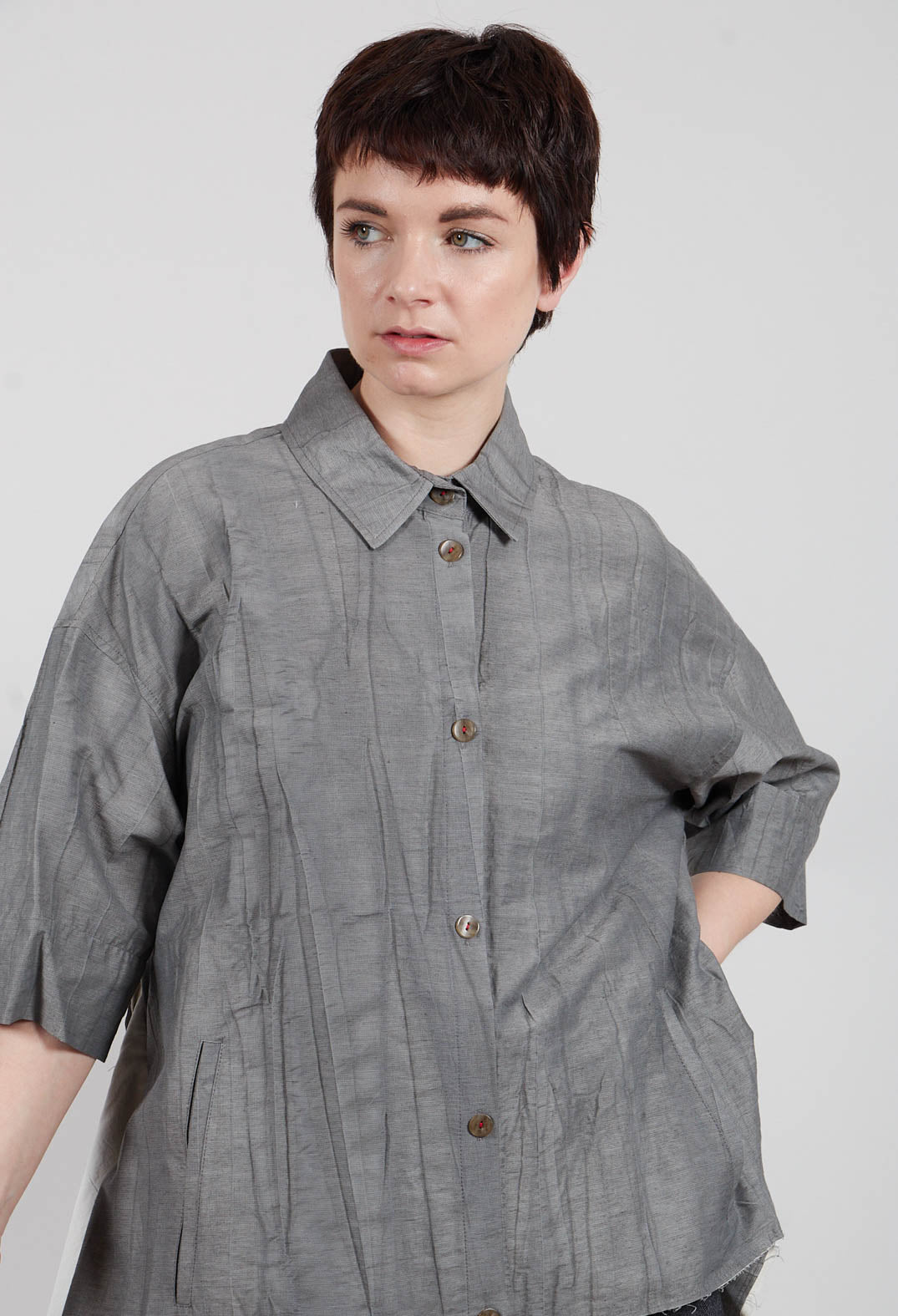 Asymmetric Shirt in Charcoal
