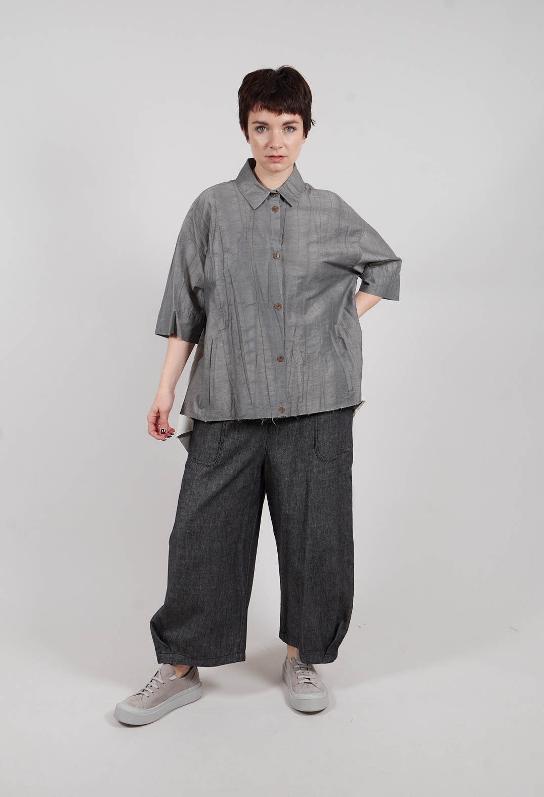 Asymmetric Shirt in Charcoal