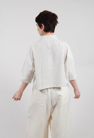 Cropped Shirt in Off White Stripe