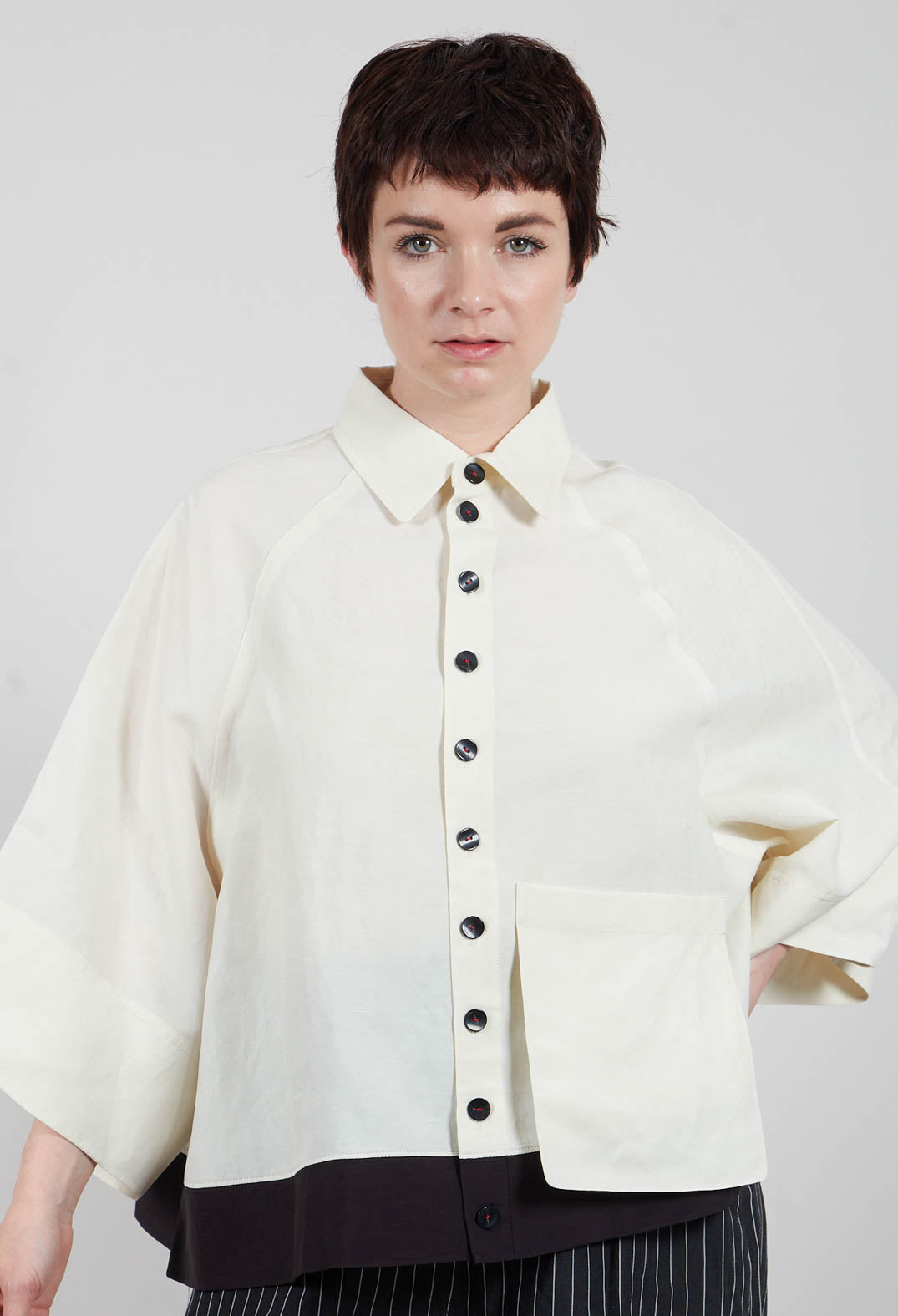 Drop Shoulder Shirt in Ivory