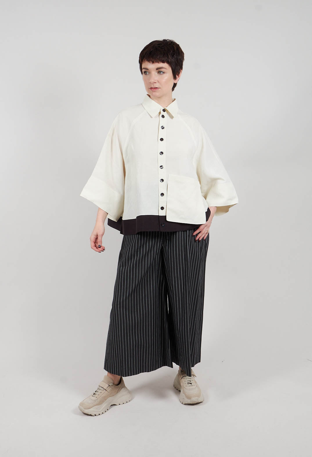Drop Shoulder Shirt in Ivory